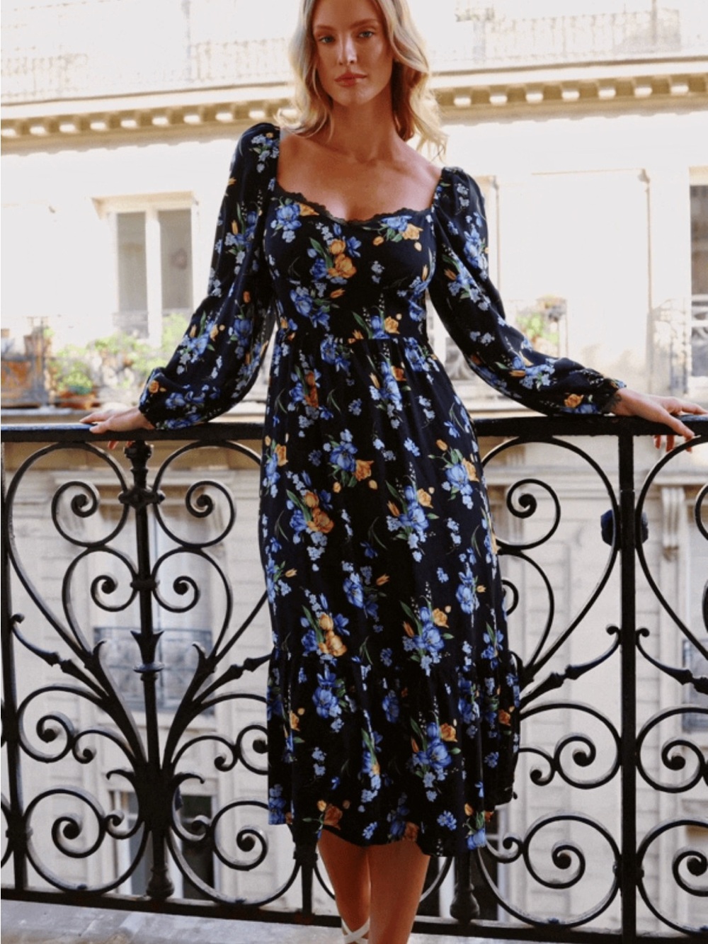 Cupshe For Keeps Floral Maxi Dress Black - Picture 2 of 9